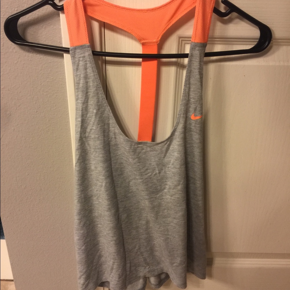 Grey and orange Nike tank